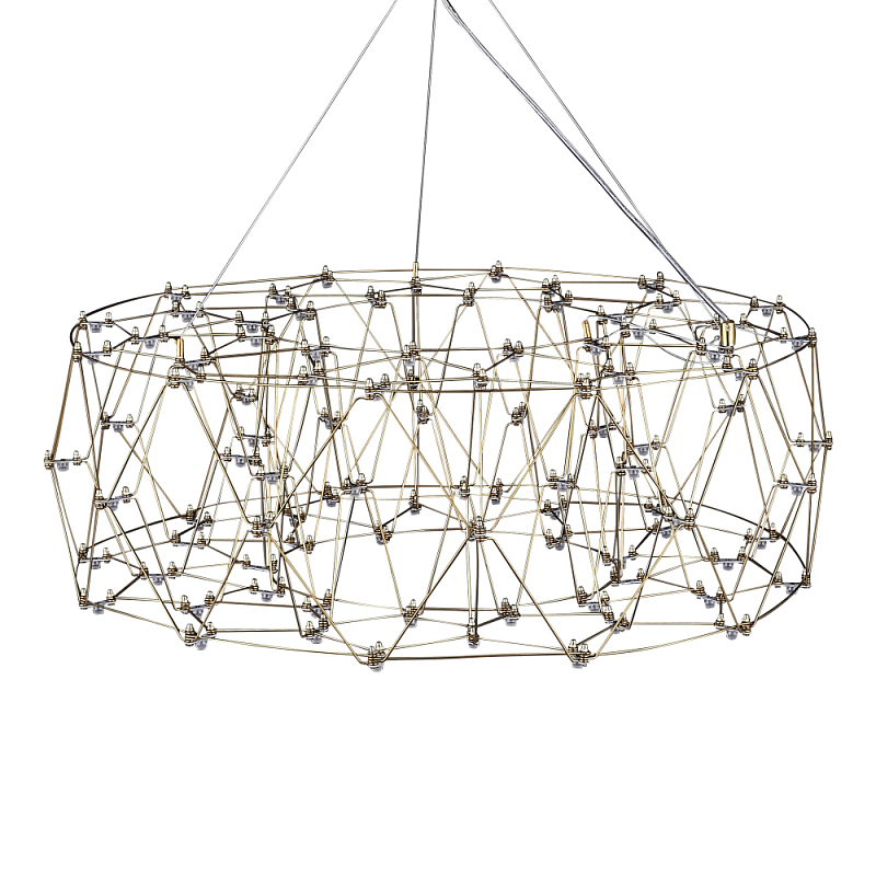 Люстра с тонкой металлической конструкцией цвета золото Quasar Прозрачный Золотой в Санкт-петербурге | Loft Concept 