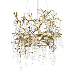 Подвесная люстра в виде ветвей деревьев золотого цвета с прозрачными подвесками-каплями 8 и 14 ламп Droplet Chandelier варинант исполнения - 1 | Loft Concept в Санкт-петербурге