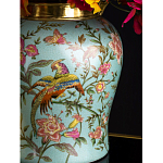 Ваза округлой формы из фарфора с рисунком и бронзовой крышкой Turquoise Blooming Garden варинант исполнения - 3 | Loft Concept в Санкт-петербурге