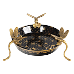 Блюдо черного цвета из фрафора на бронзовых ножках в виде стрекоз Eden Garden варинант исполнения - 2 | Loft Concept в Санкт-петербурге