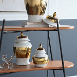Ваза белая с крышкой и золотистыми фрагментами Chinoiserie Ceramics варинант исполнения - 2 | Loft Concept в Санкт-петербурге