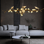 Люстра в виде золотой ветки с цветами и птичками Marvelous Garden варинант исполнения - 3 | Loft Concept в Санкт-петербурге