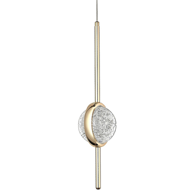 Подвесной светильник с плафоном из хрустального шара Crystal Bubbles Gold Hanging Lamp Прозрачный Золотой в Санкт-петербурге | Loft Concept 