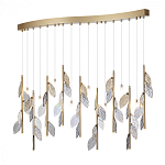 Люстра с золотистыми трубками и прозрачными стеклянными листьями на подвесах Sylva  варинант исполнения - 3 | Loft Concept в Санкт-петербурге