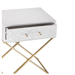 Приставной столик с выдвижным ящиком  White Table Carved Pattern варинант исполнения - 2 | Loft Concept в Санкт-петербурге