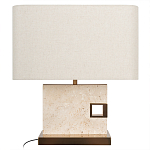 Настольная лампа с прямоугольным основанием из натурального камня c тканевым абажуром Lapis Tiburtinus варинант исполнения - 1 | Loft Concept в Санкт-петербурге