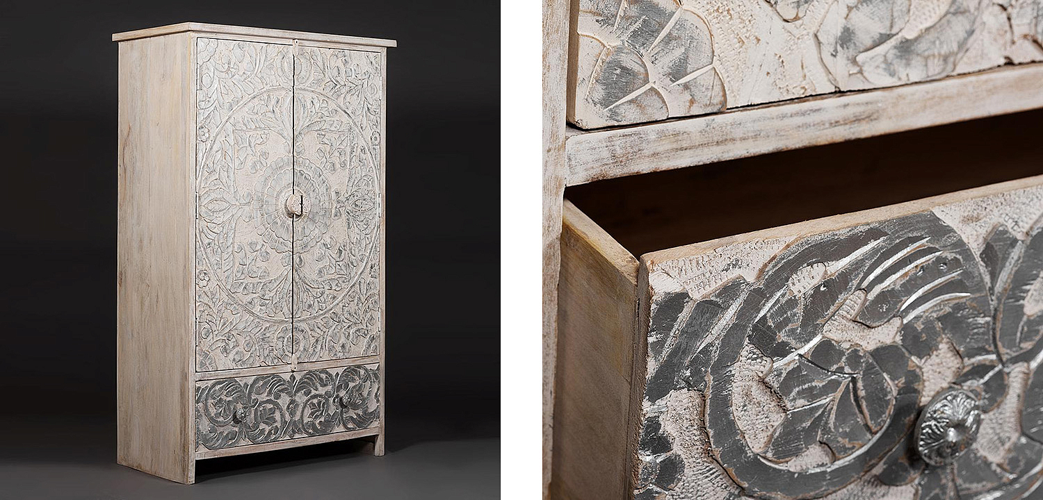 Шкаф Indian antique white Cupboard - Loft-Concept в Санкт-петербурге