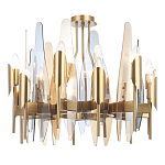 Люстра с вертикальными стеклянными элементами и металлическим каркасом цвета Латунь Vertical Glass варинант исполнения - 2 | Loft Concept в Санкт-петербурге