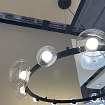 Люстра подвесная круглая с 12-ю прозрачными куполообразными плафонами и черным металлическим основанием Flos Wireline Lighting варинант исполнения - 6 | Loft Concept в Санкт-петербурге