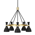 Люстра с 5-ю плафонами в форме песочных часов с узкими перфорированными отверстиями Feiss варинант исполнения - 1 | Loft Concept в Санкт-петербурге