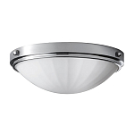 Потолочный светильник для ванных комнат цвета хром с белым матовым ребристым плафоном в форме полусферы Feiss варинант исполнения - 1 | Loft Concept в Санкт-петербурге