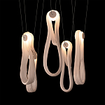 Подвесной светильник белого цвета с 6-ю изогнутыми плафонами Flow Loop варинант исполнения - 6 | Loft Concept в Санкт-петербурге