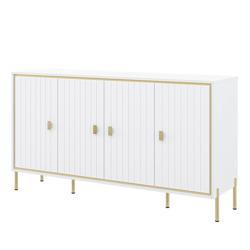 Консоль четырёхдверная с полками Antique Order Белый Золотой в Санкт-петербурге | Loft Concept 