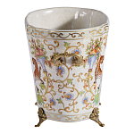 Кашпо с растительным и животным орнаментом на бронзовых ножках Turquoise Blooming Garden варинант исполнения - 3 | Loft Concept в Санкт-петербурге