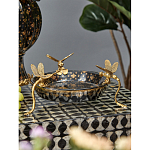 Блюдо черного цвета из фрафора на бронзовых ножках в виде стрекоз Eden Garden варинант исполнения - 3 | Loft Concept в Санкт-петербурге