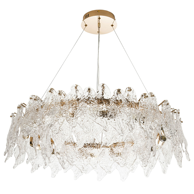 Люстра с декором из текстурированного стекла Textured Glass Chandelier 12 Золотой Прозрачное Стекло в Санкт-петербурге | Loft Concept 