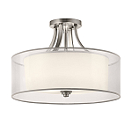 Потолочный светильник с двойным цилиндрическим плафоном из белого стекла и прозрачной органзы Kichler варинант исполнения - 12 | Loft Concept в Санкт-петербурге