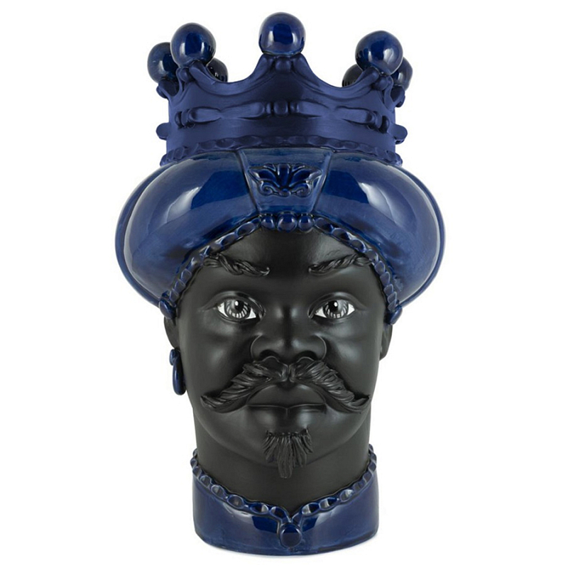 Ваза Vase Moro Man Crown Dark Blue Черный Темно-синий в Санкт-петербурге | Loft Concept 