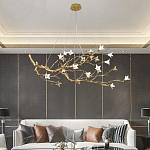 Люстра в виде золотой ветки с цветами Glass Flower Pendant Light варинант исполнения - 4 | Loft Concept в Санкт-петербурге