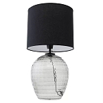 Настольная лампа с черным цилиндрическим тканевым абажуром и фактурным прозрачным основанием Black Cone варинант исполнения - 2 | Loft Concept в Санкт-петербурге