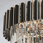 Люстра из черного металла с многоярусными подвесками из прозрачного хрусталя на золотой цепи Empire Black Chandelier Crystal варинант исполнения - 10 | Loft Concept в Санкт-петербурге