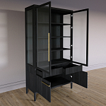 Витрина Primo со стеклянными фасадами и буфетом шпон Черный дуб варинант исполнения - 4 | Loft Concept в Санкт-петербурге