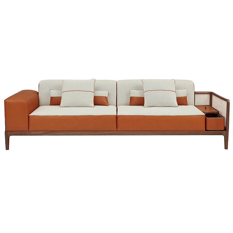 Диван Rattan Armrest Sofa Terracotta Терракотовый Бежевый Коричневый в Санкт-петербурге | Loft Concept 