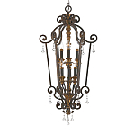 Люстра бронзового цвета с 6-ю лампами и стеклянными подвесками в классическом стиле Quoizel варинант исполнения - 1 | Loft Concept в Санкт-петербурге