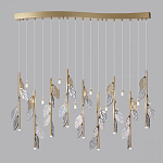 Люстра с золотистыми трубками и прозрачными стеклянными листьями на подвесах Sylva  варинант исполнения - 4 | Loft Concept в Санкт-петербурге