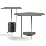 Дизайнерский круглый кофейный стол из металла с мраморным декором PANNA COTTA Coffee Table варинант исполнения - 7 | Loft Concept в Санкт-петербурге