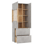 Шкаф-витрина двухдверная с фасадом цвета серый бетон Grace of Furniture варинант исполнения - 3 | Loft Concept в Санкт-петербурге