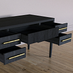 Большой Рабочий стол Primo с 5 выдвижными ящиками Черный дуб варинант исполнения - 7 | Loft Concept в Санкт-петербурге