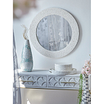 Зеркало круглое инкрустированное раковинами устриц Bone Inlay Dome Mirror White варинант исполнения - 2 | Loft Concept в Санкт-петербурге