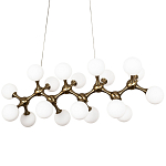 Линейная люстра с плафонами из стеклянных шаров Pearls Suspension Linear Brass Chandelier варинант исполнения - 3 | Loft Concept в Санкт-петербурге