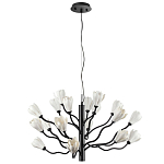 Люстра подвесная черного цвета с ветвями и белыми фарфоровыми цветами Floralis варинант исполнения - 7 | Loft Concept в Санкт-петербурге