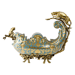 Чаша голубого цвета с оранментом и и бронзовыми фигурами леопардов Eden Garden варинант исполнения - 3 | Loft Concept в Санкт-петербурге