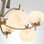 Люстра подвесная с 8-ю шарообразными плафонами из белого стекла с подвесками из камня и кисточками Agatelle варинант исполнения - 6 | Loft Concept в Санкт-петербурге