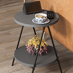 Стол приставной с 2-мя круглыми столешницами цвета антрацит ESSEL SIDE TABLE ANTHRACITE варинант исполнения - 7 | Loft Concept в Санкт-петербурге