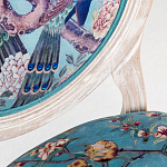 Барный стул из массива бука с изображением птиц и цветов Turquoise Beige Chinoiserie Garden Chair варинант исполнения - 3 | Loft Concept в Санкт-петербурге
