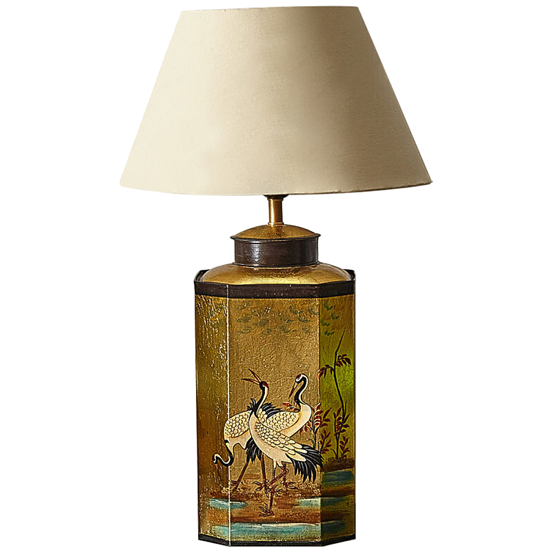 Настольная лампа Шинуазри с абажуром Golden Garden Chinoiserie Table Lamp Золотой Бежевый Мульти в Санкт-петербурге | Loft Concept 