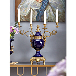 Подсвечник из темно-синего фарфора на бронзовой подставке с фигурками ангелов и декоративными ручками Eden Garden варинант исполнения - 3 | Loft Concept в Санкт-петербурге