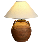 Настольная лампа керамическая коричневая с тканевым абажуром Eastern Tale варинант исполнения - 2 | Loft Concept в Санкт-петербурге