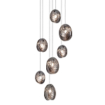 Люстра каскадная с 7-ю круглыми плафонами из рельефного стекла Disc Light варинант исполнения - 1 | Loft Concept в Санкт-петербурге