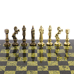 Шахматы Ренессанс из бронзы с доской из натурального камня Змеевик Decorative Thematic Chess  варинант исполнения - 4 | Loft Concept в Санкт-петербурге