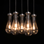 Люстра с 7-ю прозрачными плафонами из стекла в форме капли на круглом потолочном основании цвета хром Lucid Rain  варинант исполнения - 5 | Loft Concept в Санкт-петербурге