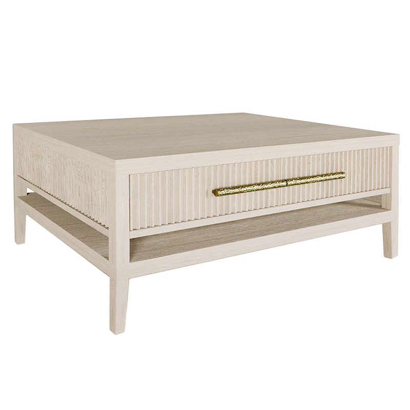 Кофейный стол Primo с двумя ящиками Светлый дуб Древесина Золотой в Санкт-петербурге | Loft Concept 