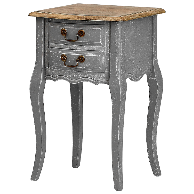 Прикроватная тумба из массива березы серая Grey Montmartre Provence Bedside Table Дуб темный Серый в Санкт-петербурге | Loft Concept 