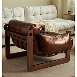 Кресло-диван кожаное на деревянном каркасе Medieval Furniture варинант исполнения - 2 | Loft Concept в Санкт-петербурге