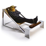 Дизайнерское кресло на металлическом каркасе с подставкой для ног Poltronova Mies Armchair варинант исполнения - 2 | Loft Concept в Санкт-петербурге