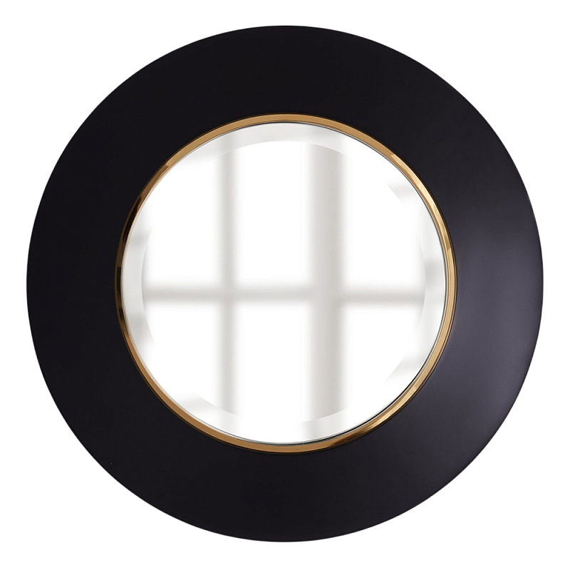 Чёрное настенное зеркало с золотым кантом Porunalia Зеркало Черный Золотой в Санкт-петербурге | Loft Concept 